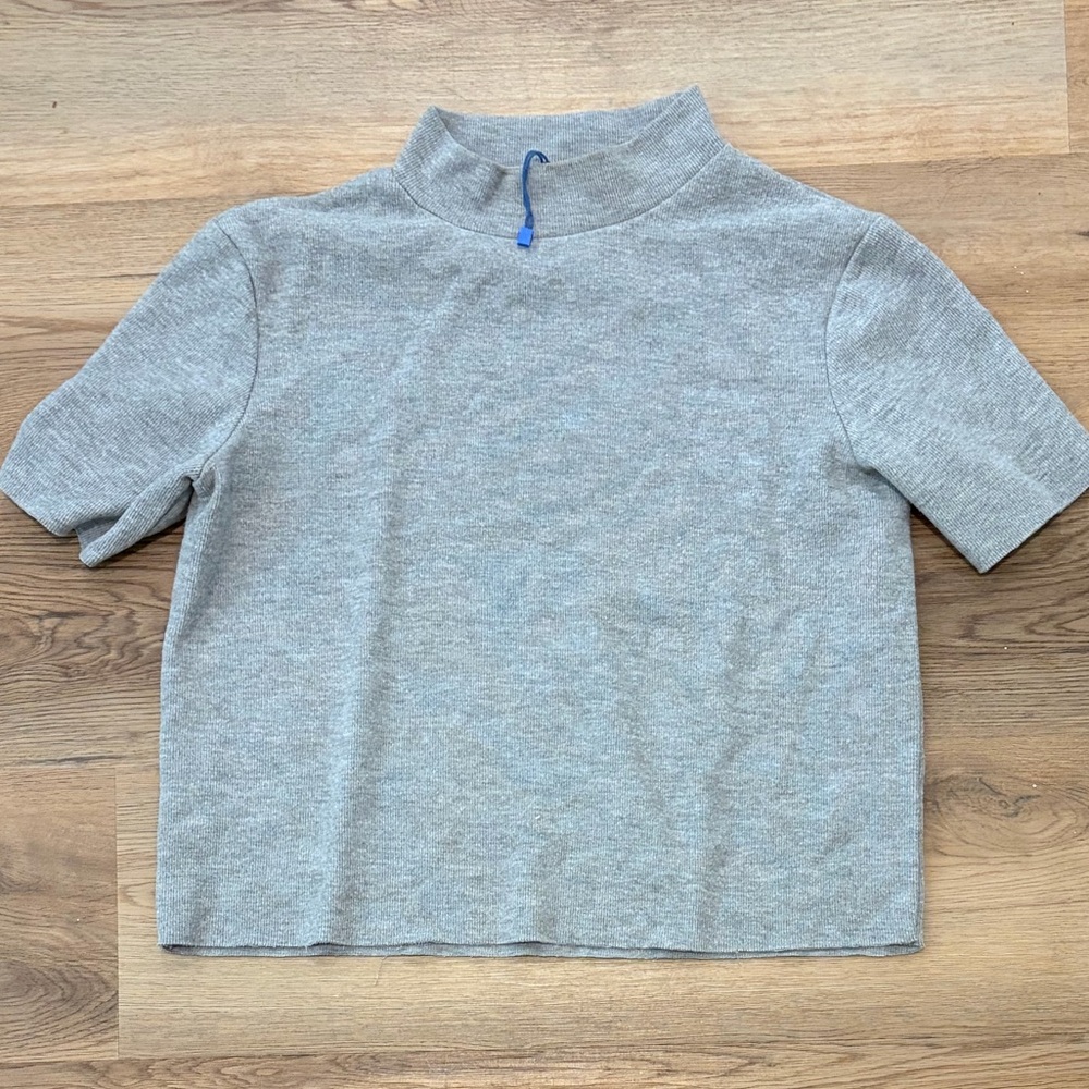 Zara Light Gray Cropped Mock Turtleneck